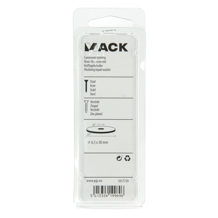 Mack 1017739 - arandela de carrocería galvanizada12 piezas 6,5 x 30 mm | 10 piezas