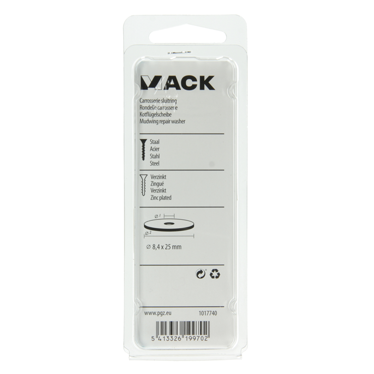 Mack 1017740 - arandela de carrocería galvanizada 18 piezas 8,4 x 25 mm | 10 piezas