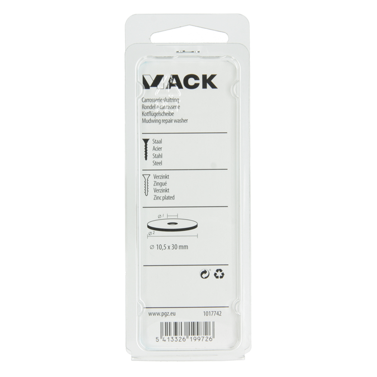Mack 1017742 - arandela de carrocería galvanizada12 piezas 10,5 x 30 mm | 10 piezas