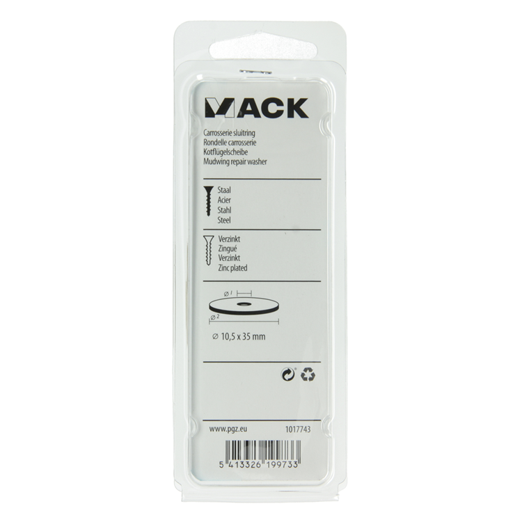 Mack 1017743 - arandela de carrocería galvanizada 8 piezas 10,5 x 35 mm | 10 piezas
