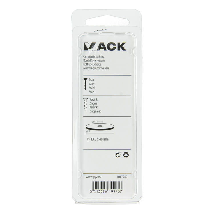 Mack 1017745 - arandela de carrocería galvanizada 6 piezas 13,0 x 40 mm | 5 piezas