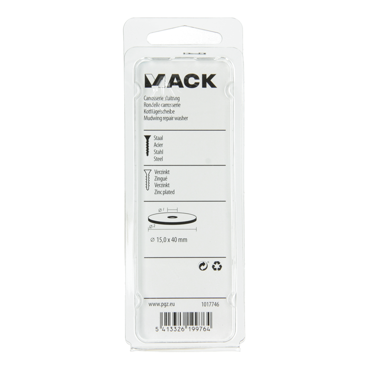 Mack 1017746 - arandela de carrocería galvanizada 6 piezas 15,0 x 40 mm | 5 piezas