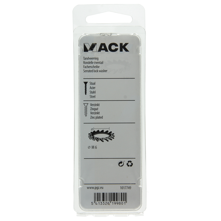 Mack 1017749 - arandela elástica dentada acero galvanizado 25 piezas m6 | 10 piezas