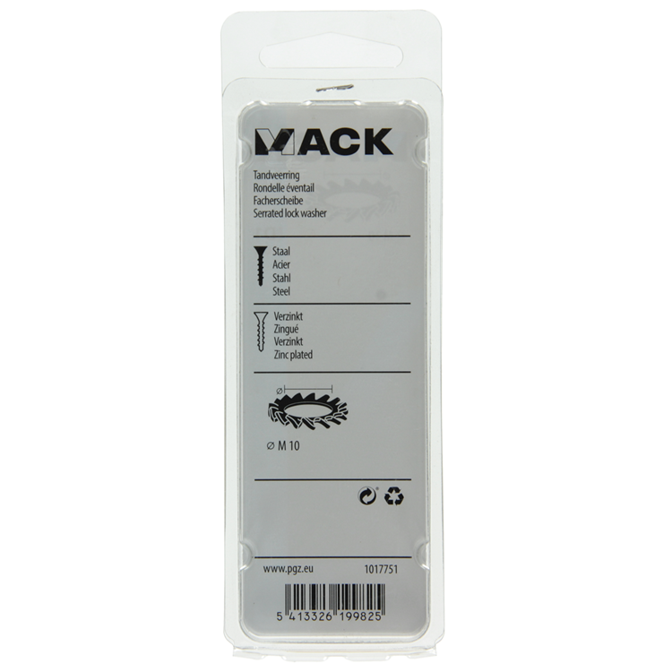 Mack 1017751 - arandela elástica dentada acero galvanizado 10 piezas m10 | 10 piezas