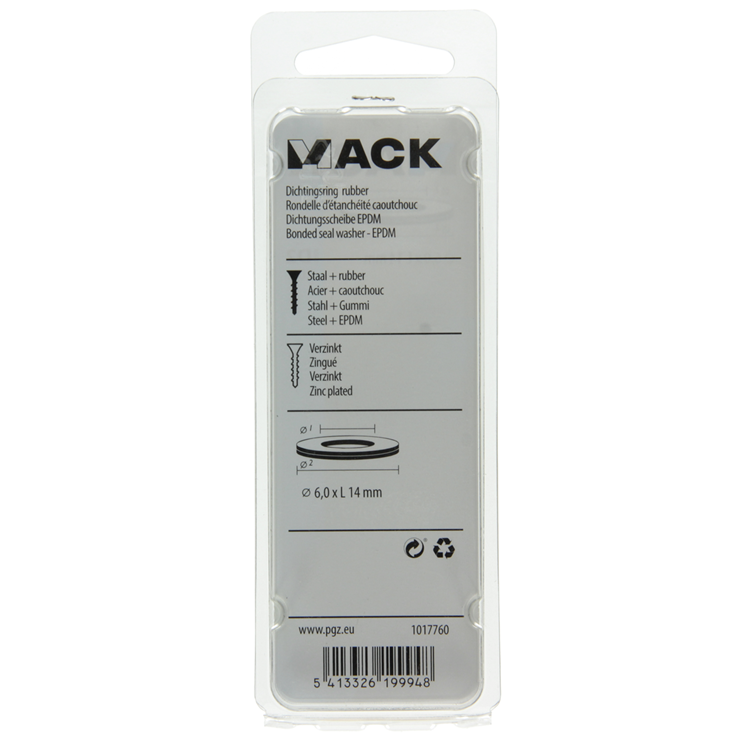 Mack 1017760 - anillo de sellado de goma galvanizado 20 piezas 6,0 x 14 mm | 10 piezas