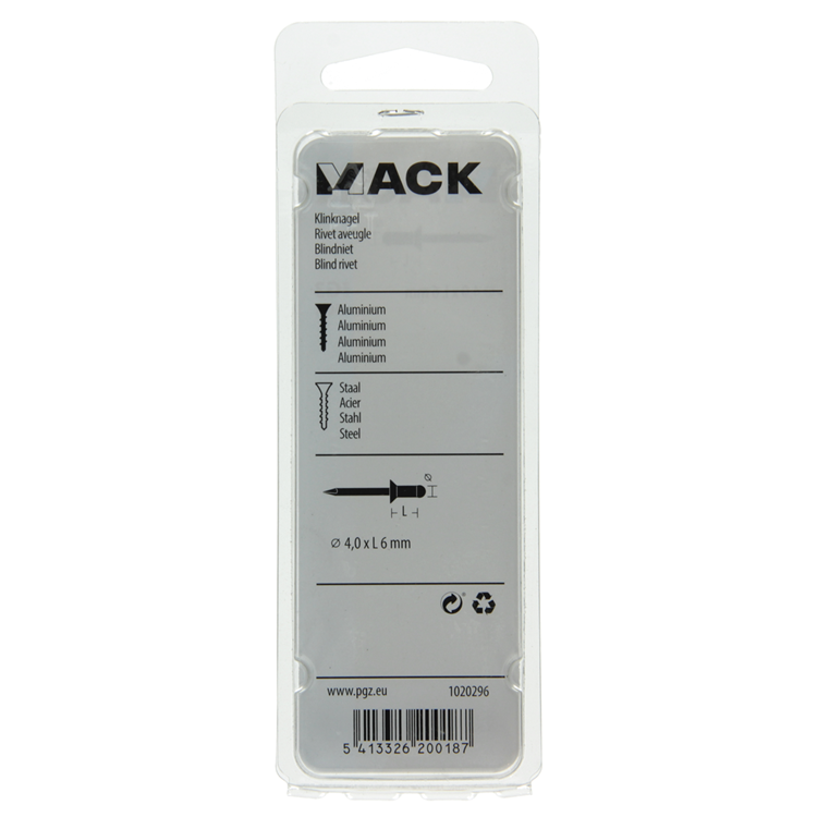 Mack 1020296 - 40 grapas ciegas aluminio 4.0x6mm | 5 piezas