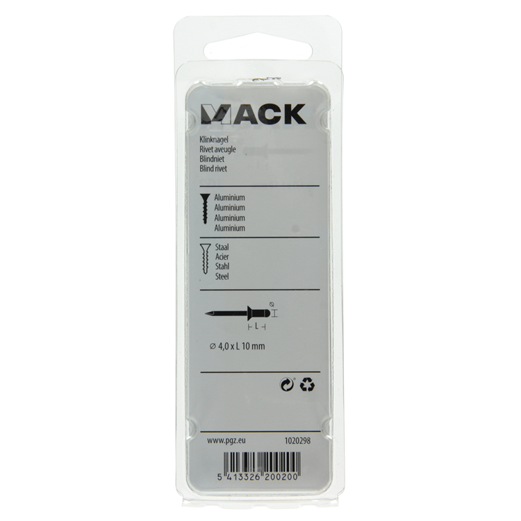 Mack 1020298 - 33 grapas ciegas aluminio 4.0x10mm | 5 piezas