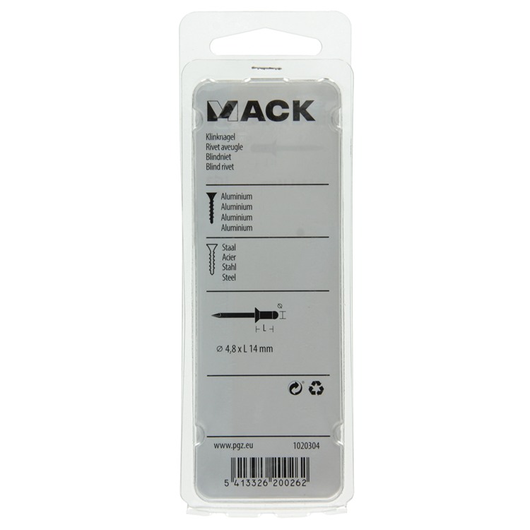 Mack 1020304 - 20 grapas ciegas aluminio 4,8x14mm | 5 piezas