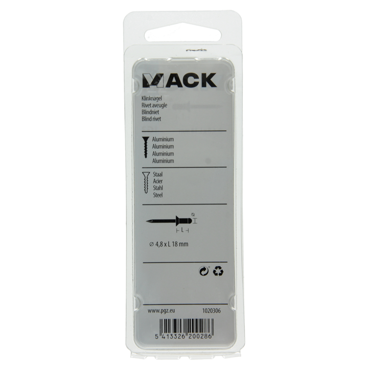Mack 1020306 - 16 grapas ciegas aluminio 4,8x18mm | 5 piezas