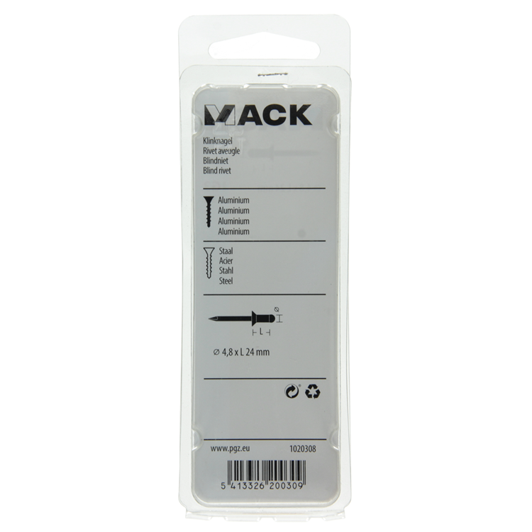 Mack 1020308 - 13 grapas ciegas aluminio 4,8x24mm | 5 piezas