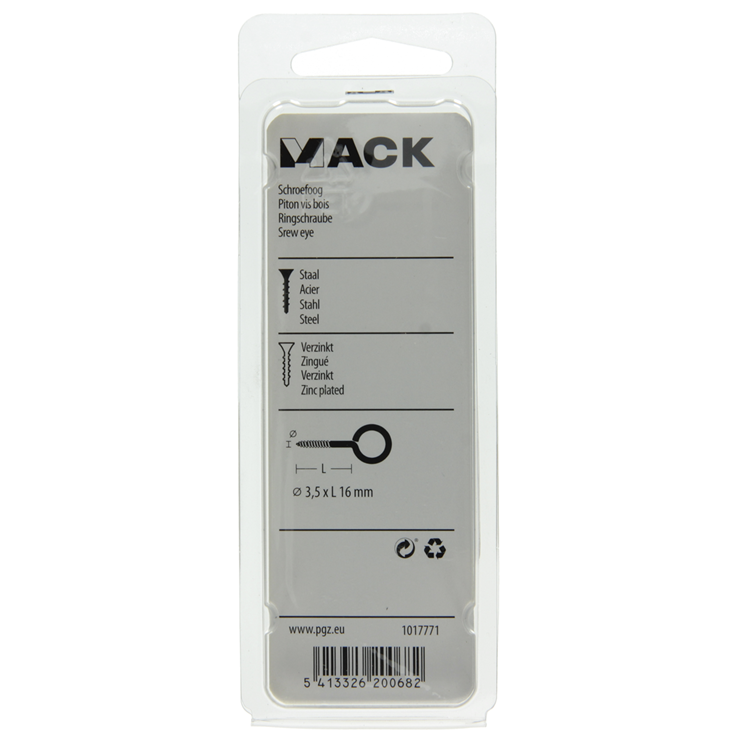 Mack 1017771 - ojo de tornillo acero galvanizado 12uds 3,5 x 16 mm | 10 piezas