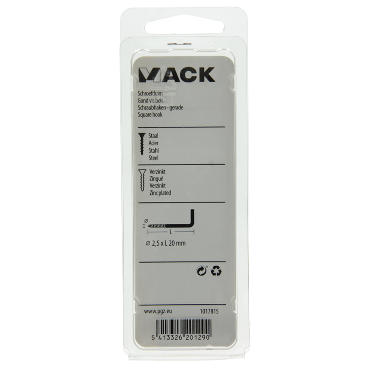 Mack 1017815 - tornillo pulgar acero galvanizado 20 piezas 2,5 x 20 mm | 10 piezas