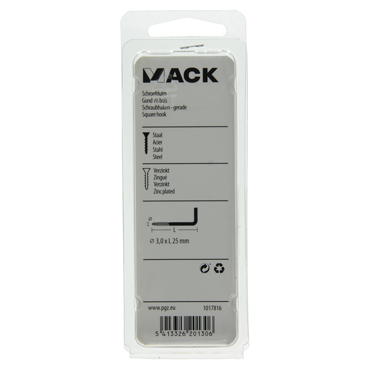 Mack 1017816 - tornillo pulgar acero galvanizado 18uds 3,0 x 25 mm | 10 piezas