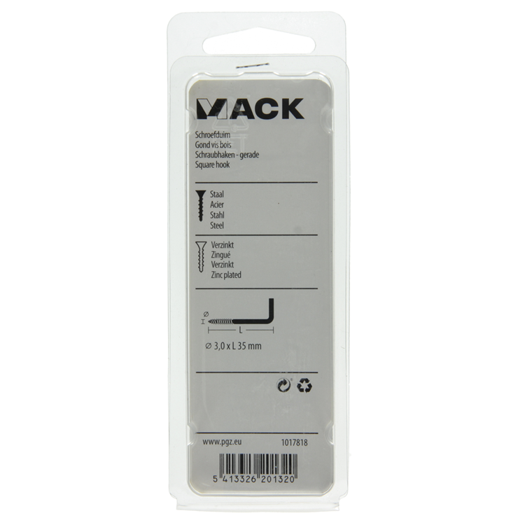 Mack 1017818 - tornillo pulgar acero galvanizado 15 piezas 3,0 x 35 mm | 10 piezas