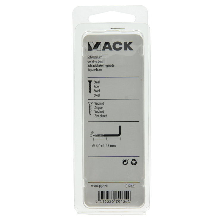 Mack 1017820 - tornillo pulgar acero galvanizado 9 piezas 4,0 x 45 mm | 10 piezas
