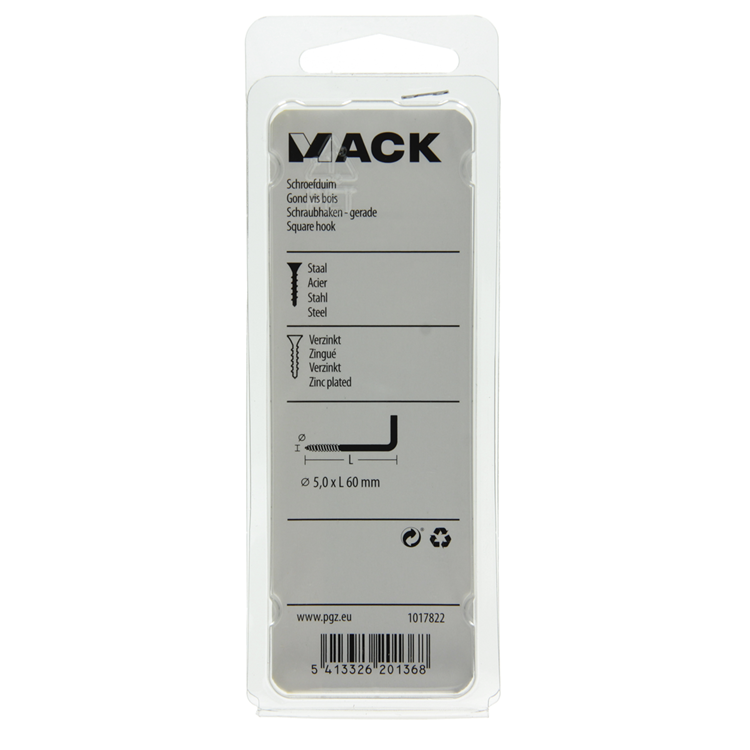 Mack 1017822 - tornillo pulgar acero galvanizado 4uds 5,0 x 60 mm | 10 piezas