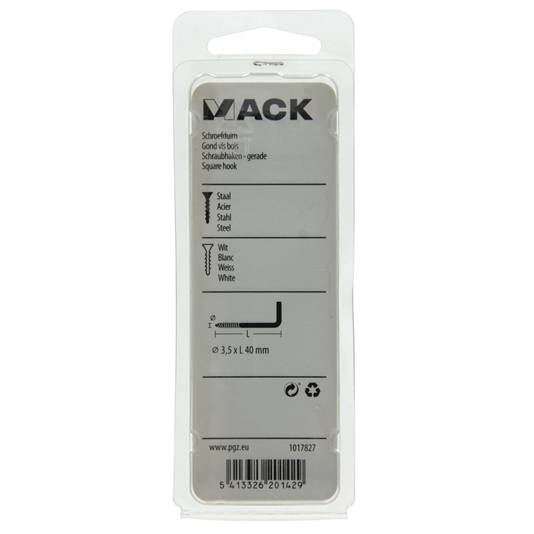 Mack 1017827 - tornillo pulgar acero blanco 4 piezas 3,5 x 40 mm | 10 piezas