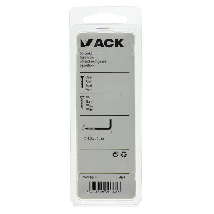 Mack 1017828 - tornillo pulgar acero blanco 3 piezas 4,0 x 50 mm | 10 piezas