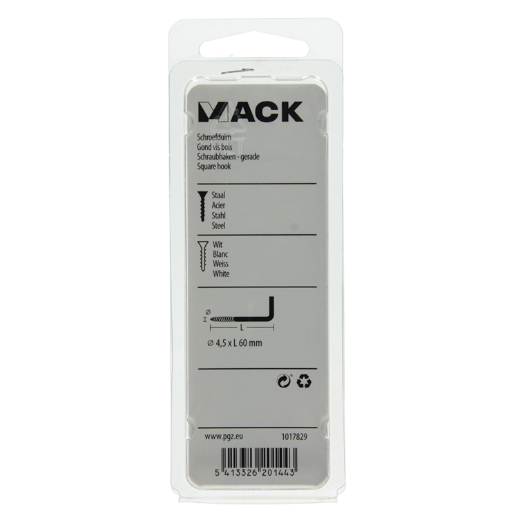Mack 1017829 - tornillo pulgar acero blanco 3 piezas 4,5 x 60 mm | 10 piezas