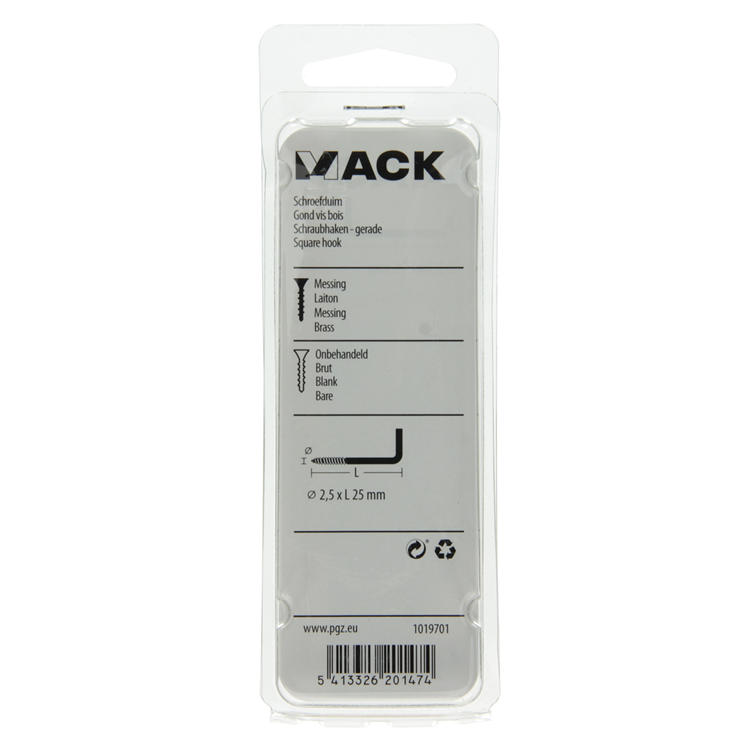 Mack 1019701 - tornillo pulgar latón 7 piezas 2,5 x 25 mm | 10 piezas
