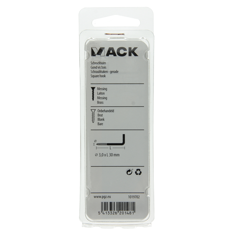 Mack 1019702 - tornillo pulgar latón 5 piezas 3,0 x 30 mm | 10 piezas