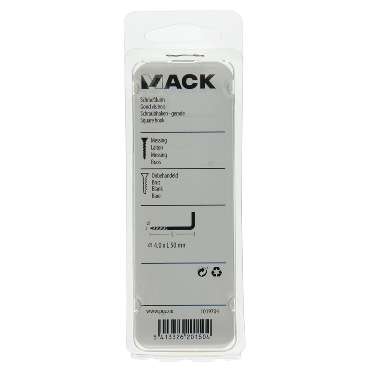 Mack 1019704 - tornillo pulgar latón 2 piezas 4,0 x 50 mm | 10 piezas