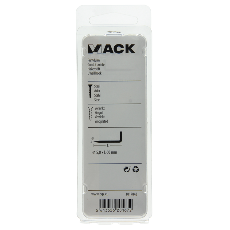 Mack 1017843 - punta pulgar acero galvanizado 4 piezas 5,0 x 60 mm | 10 piezas