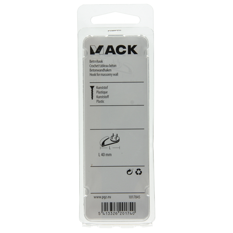 Mack 1017845 - gancho hormigón plástico 3uds 40mm | 10 piezas