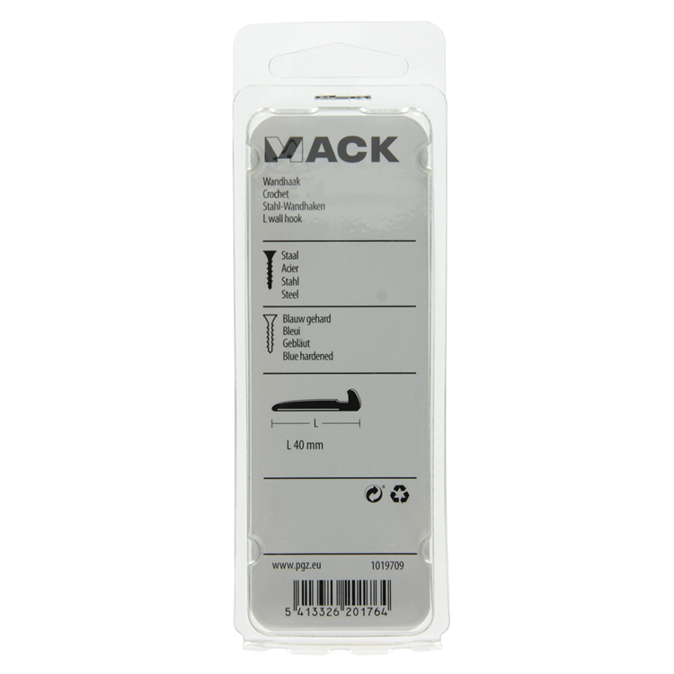 Mack 1019709 - gancho de pared acero azul endurecido 8 piezas 40 mm | 10 piezas