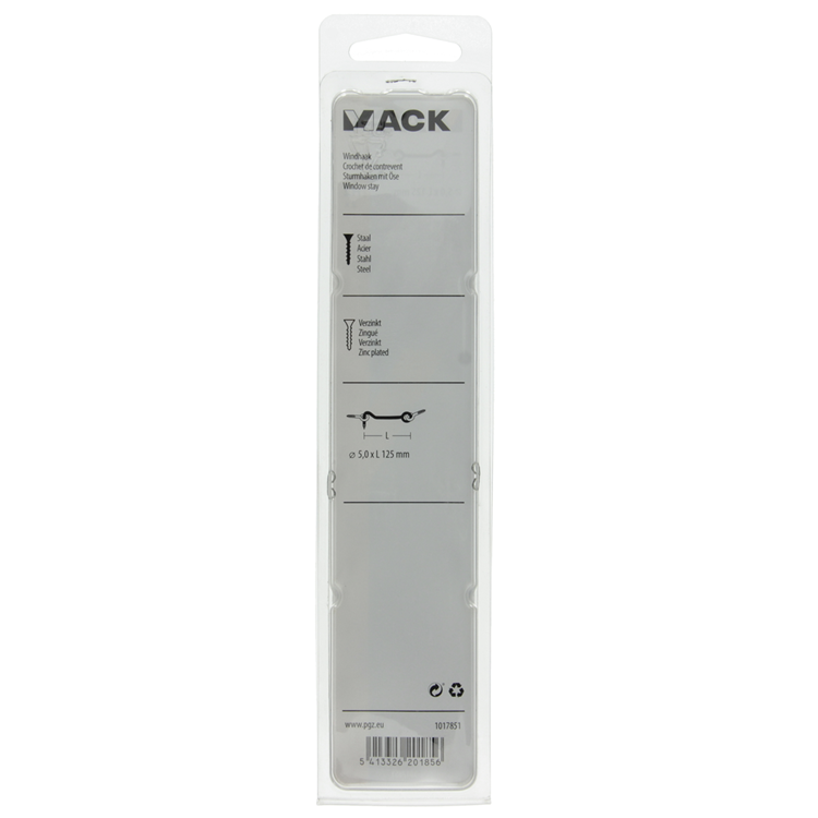 Mack 1017851 - gancho de viento de acero galvanizado 2 piezas 5,0 x 125 mm | 5 piezas