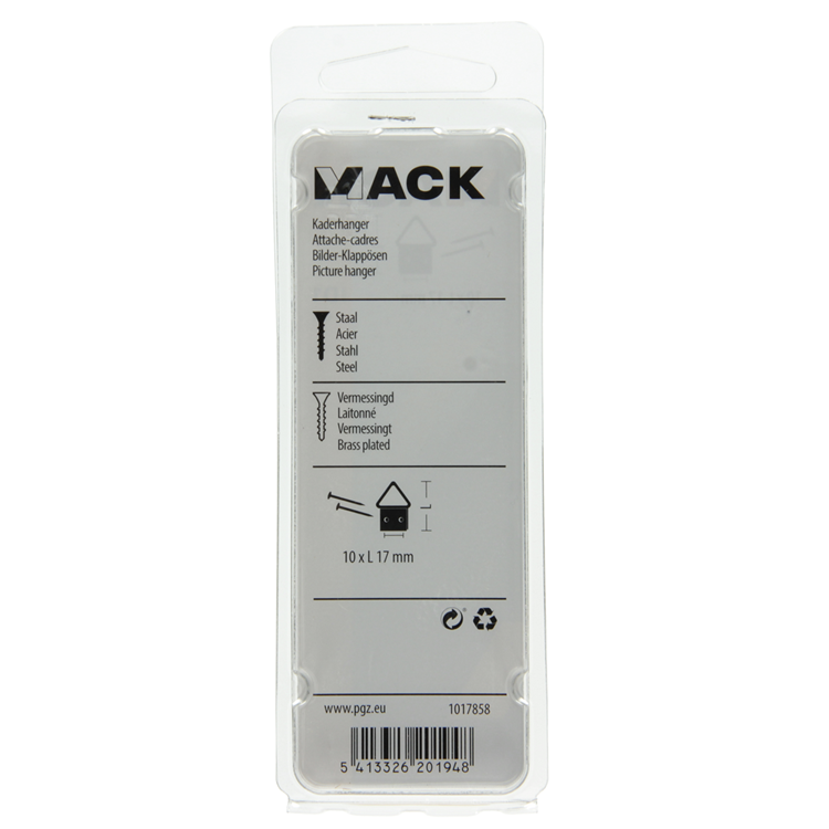 Mack 1017858 - percha de marco acero latonado 6 piezas 10 x 17 mm | 10 piezas