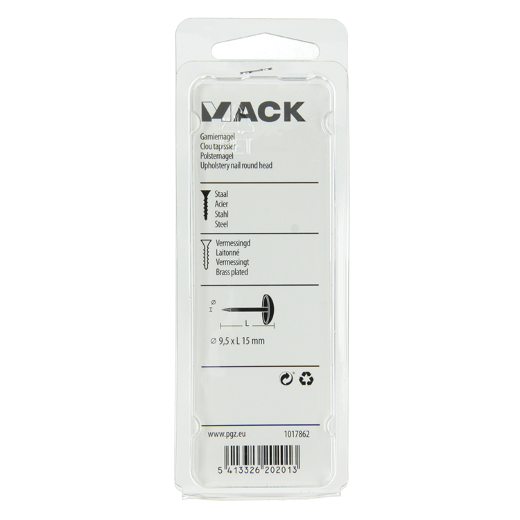 Mack 1017862 - Clavo embellecedor de acero latonado 40 piezas 9,5 x 15 mm | 10 piezas