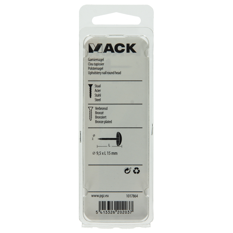 Mack 1017864 - Garniernail acero bronceado 35 piezas 9,5 x 15 mm | 10 piezas