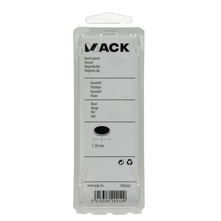 Mack 1003662 - imán pizarra plástico rojo 4 piezas 30mm | 10 piezas