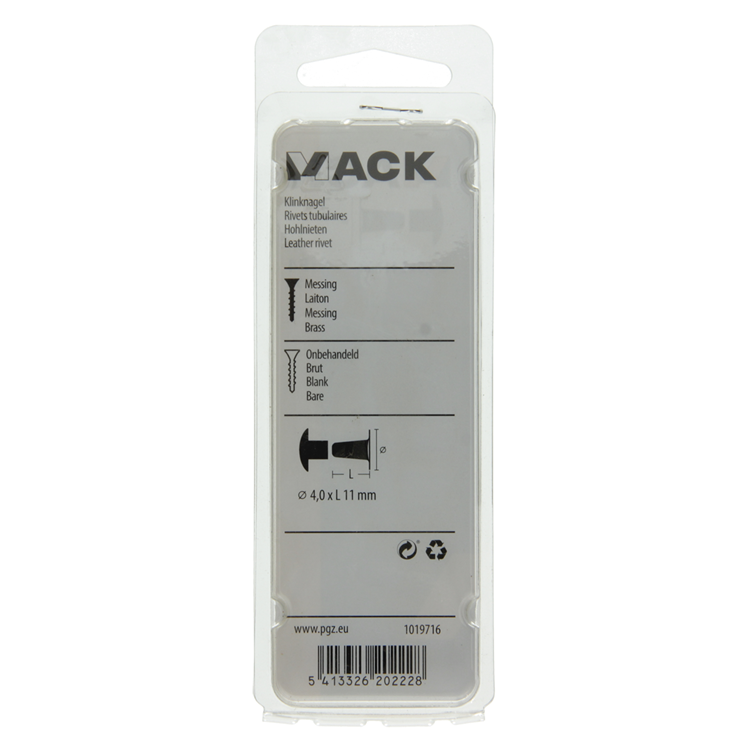 Mack 1019716 - remache de latón 9 piezas 4,0 x 11 mm | 10 piezas