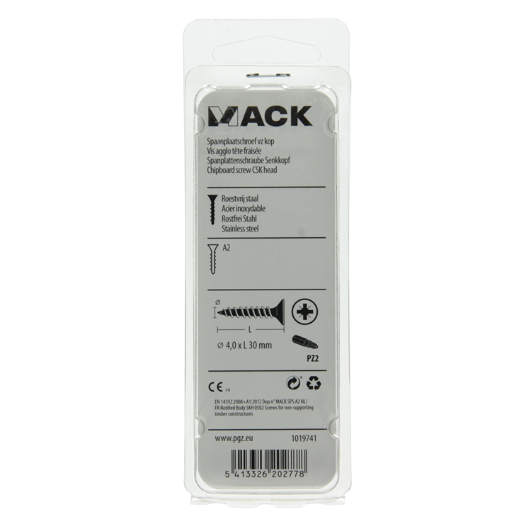 Mack 1019741 - tornillo para aglomerado cabeza vz acero inoxidable 13 piezas 4,0 x 30 mm | 10 piezas