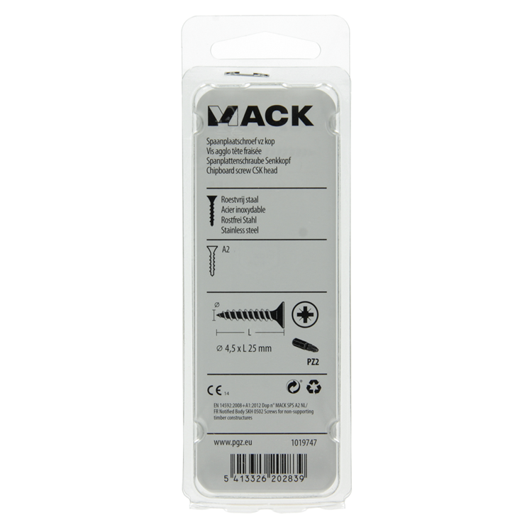 Mack 1019747 - tornillo para aglomerado cabeza vz acero inoxidable 11 piezas 4,5 x 25 mm | 10 piezas