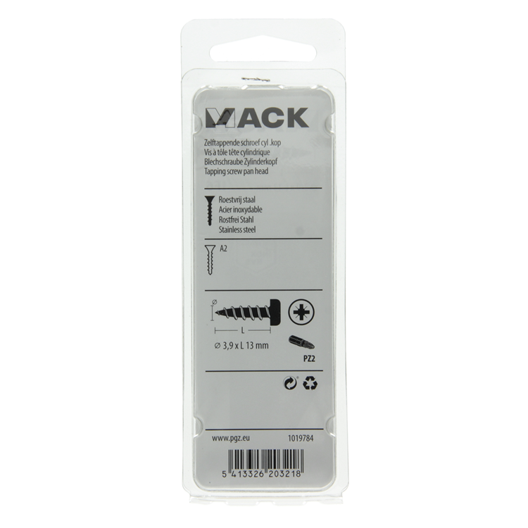 Mack 1019784 - tornillo autorroscante culata A2 12 piezas 3,9 x 13 mm | 10 piezas