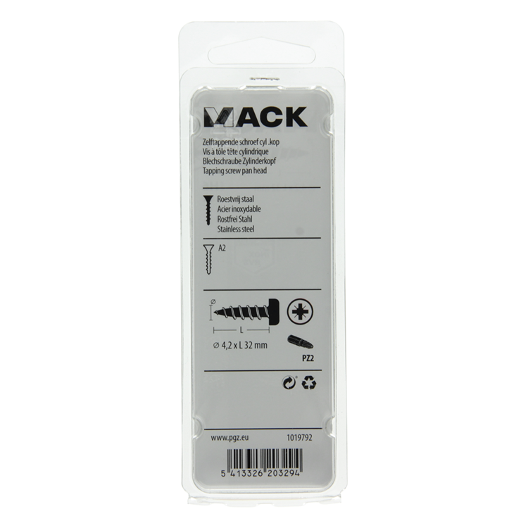 Mack 1019792 - tornillo autorroscante culata a2 8 piezas 4,2 x 32 mm | 10 piezas
