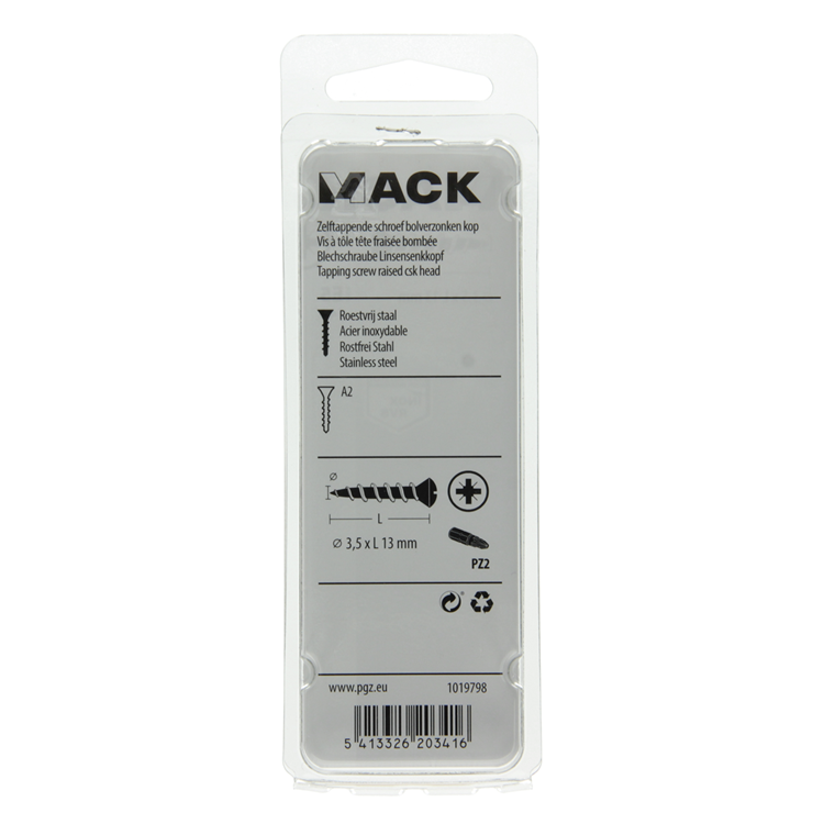 Mack 1019798 - tornillo autorroscante con cabeza esféricaa2 14uds 3,5 x 13 mm | 10 piezas