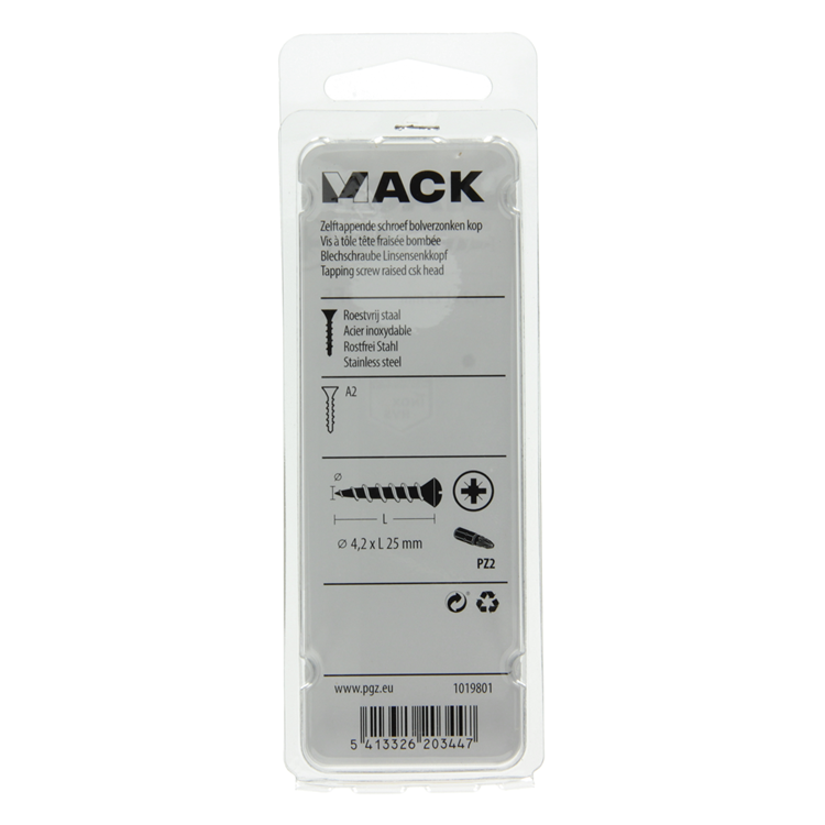 Mack 1019801 - tornillo autorroscante bola fx.heada2 8uds 4,2 x 25 mm | 10 piezas