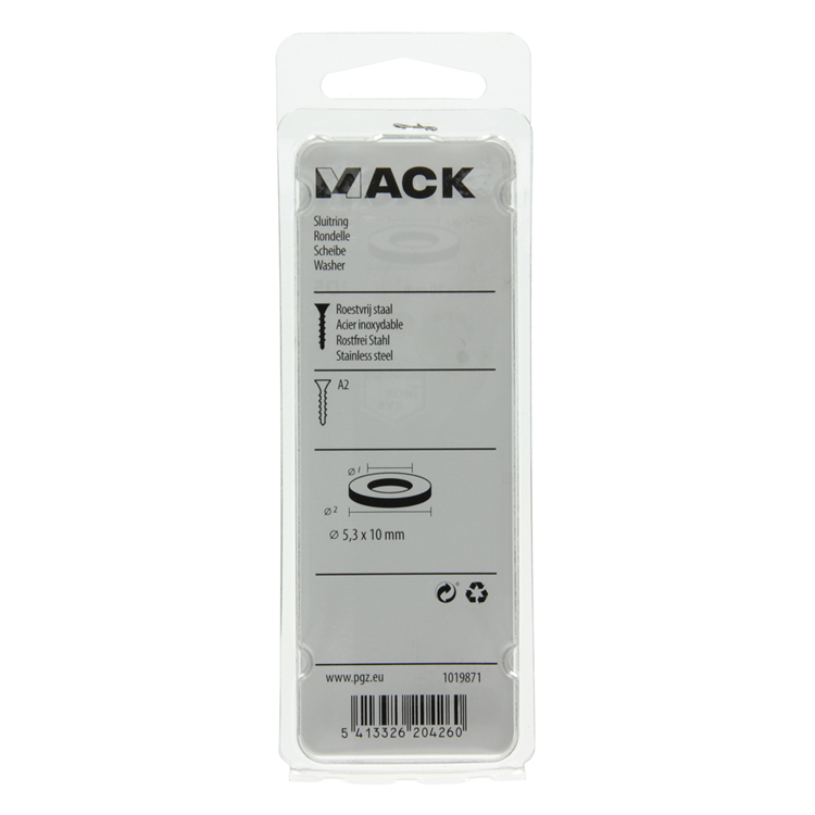 Mack 1019871 - arandela acero inoxidable a2 18 piezas m5 | 10 piezas