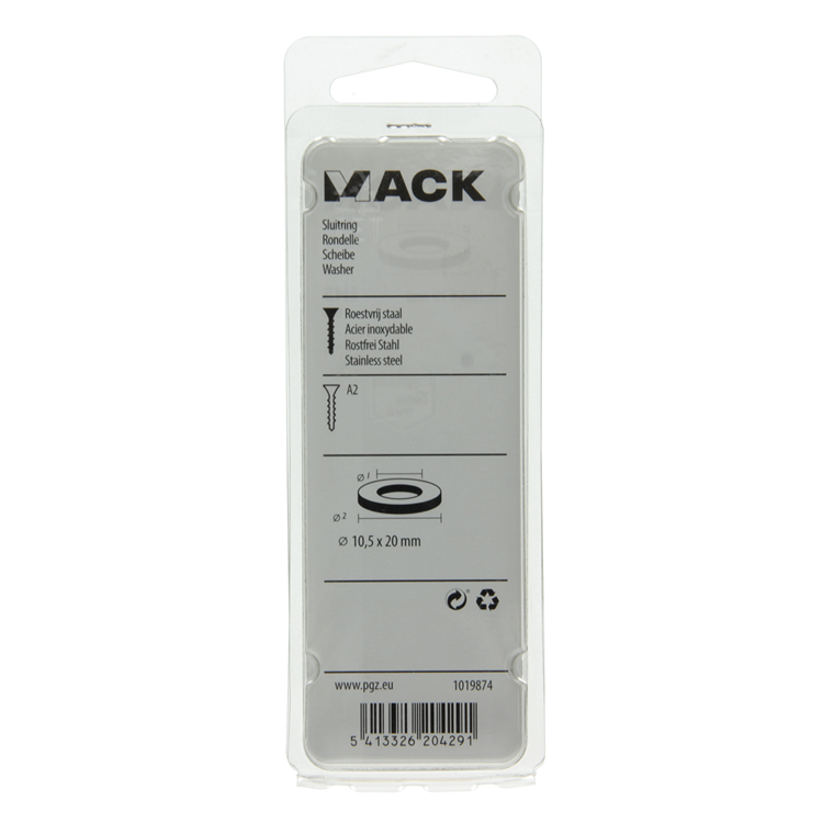 Mack 1019874 - arandela acero inoxidable a2 9 piezas m10 | 10 piezas