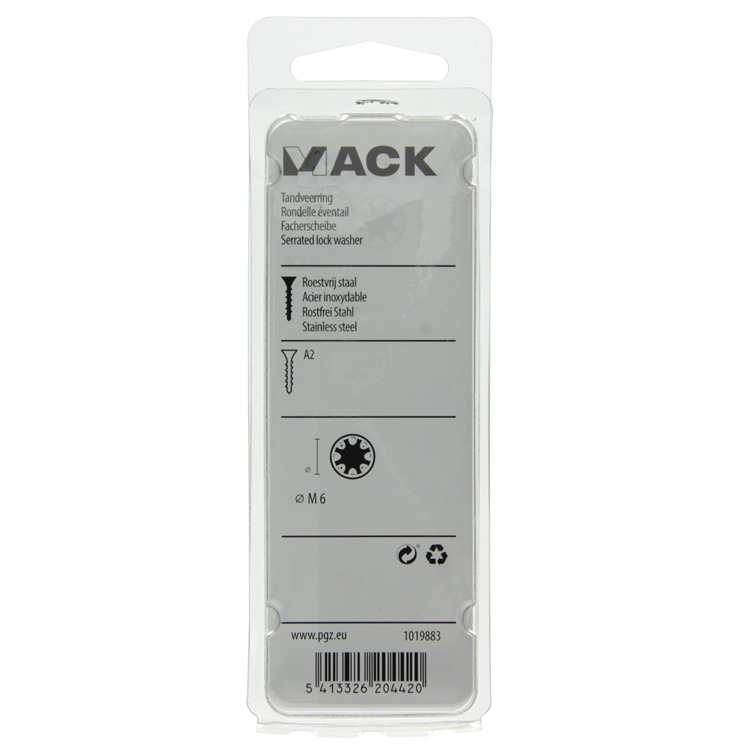 Mack 1019883 - arandela dentada de seguridad acero inoxidable a2 10 piezas m6 | 10 piezas