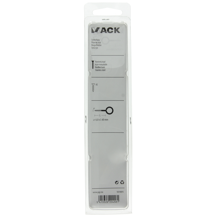 Mack 1019895 - occhiello a vite acciaio inox 1 pz6,0x60 mm | 5 pezzi