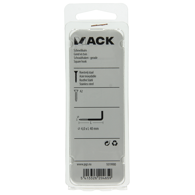 Mack 1019900 - tornillo pulgar acero inoxidable 3 piezas 4,0x40 mm | 10 piezas