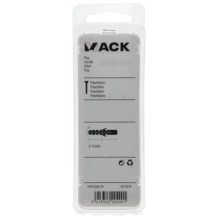 Mack 1017878 - tapón polietileno 50 uds 4 mm | 10 piezas