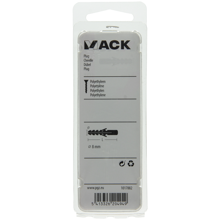 Mack 1017882 - tapón polietileno 15 piezas 8 mm | 5 piezas