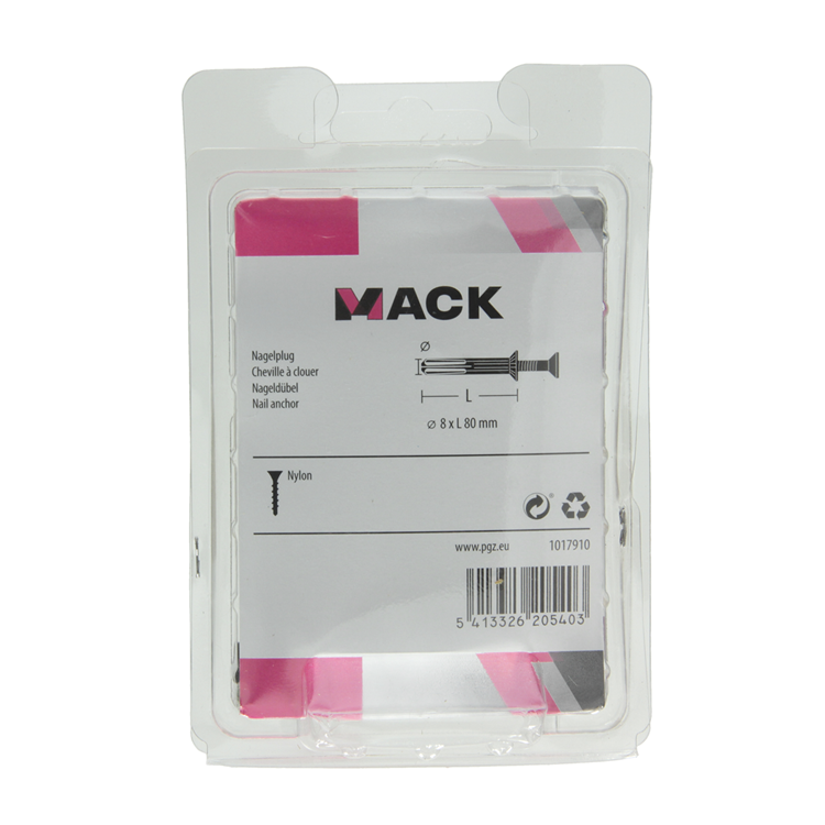 Mack 1017910 - taco clavo de nylon poliamida 8 piezas 8 x 80 mm | 5 piezas