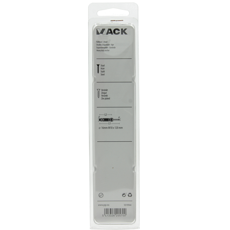 Mack 1019944 - perno de cuña con espárrago roscado. galvanizado2 piezas m10 x 120mm | 5 piezas